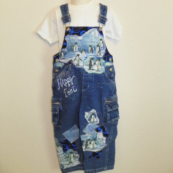 Weebok Other - Denim Overalls Happy Feet Custom Boutique 4T